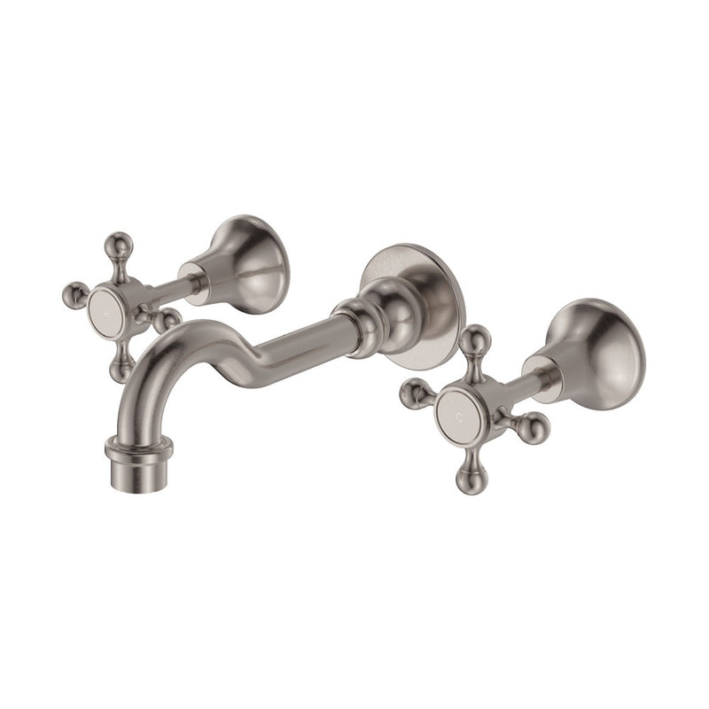 Fienza Lillian Shepherds Crook Bath Set Brushed Nickel