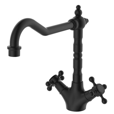 Fienza Lillian Shepherds Crook Kitchen Sink Mixer Matte Black