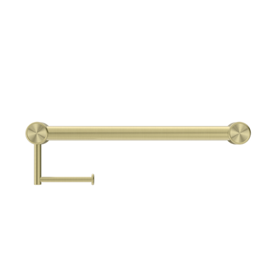 Nero Mecca Care 32mm Grab Rail With Toilet Roll Holder 450mm Brushed Gold - Sydney Home Centre