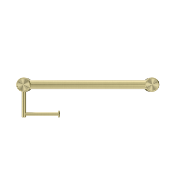 Nero Mecca Care 32mm Grab Rail With Toilet Roll Holder 450mm Brushed Gold - Sydney Home Centre