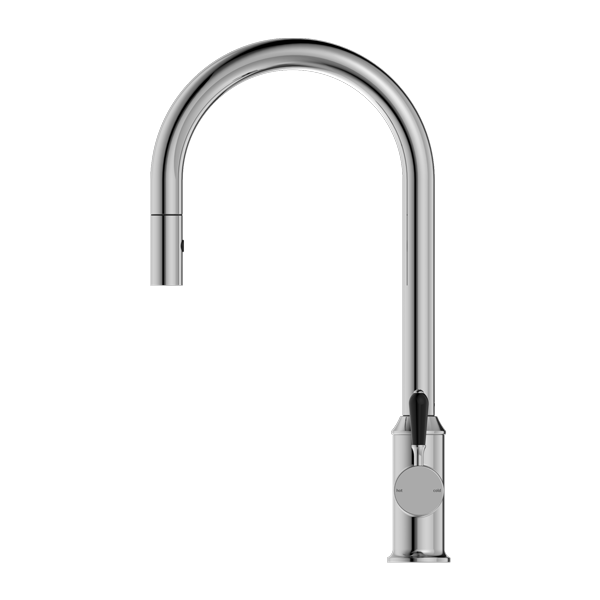 Nero York Pull Out Sink Mixer With Vegie Spray Function With Black Porcelain Lever Chrome - Sydney Home Centre