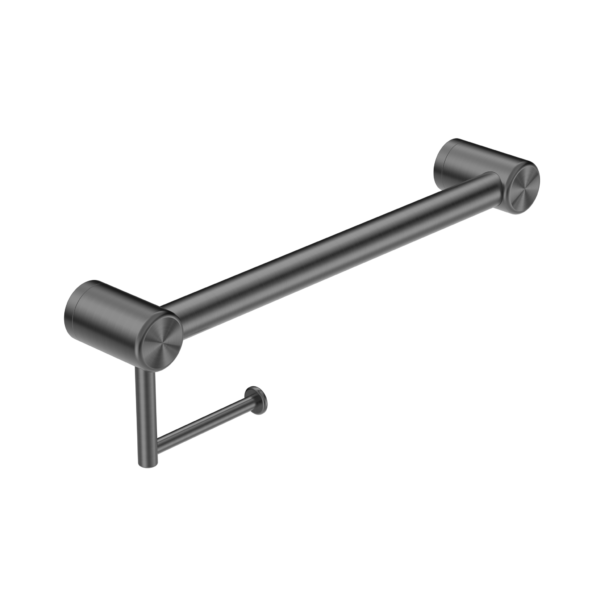 Nero Mecca Care 32mm Grab Rail With Toilet Roll Holder 450mm Gun Metal - Sydney Home Centre