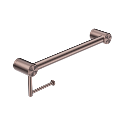 Nero Mecca Care 32mm Grab Rail With Toilet Roll Holder 450mm Brushed Bronze - Sydney Home Centre