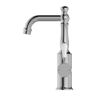 Nero York Basin Mixer With White Porcelain Lever Chrome - Sydney Home Centre