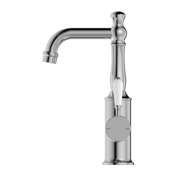 Nero York Basin Mixer With White Porcelain Lever Chrome - Sydney Home Centre