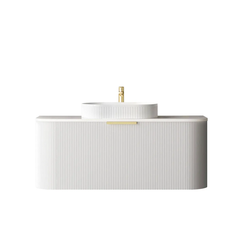 Otti Bondi 1200mm Curve Vanity White Fluted (Cabinet Only) - Sydney Home Centre