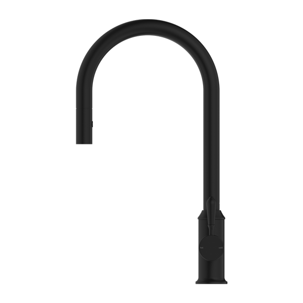 Nero York Pull Out Sink Mixer With Vegie Spray Function With Metal Lever Matte Black - Sydney Home Centre