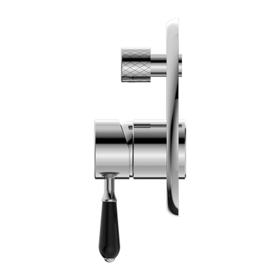 Nero York Shower Mixer With Divertor With Black Porcelain Lever Chrome - Sydney Home Centre