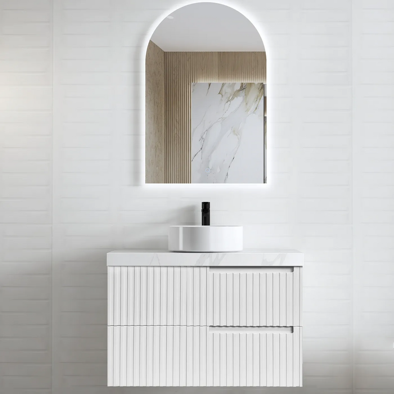 Otti Noosa 900mm Wall Hung Vanity Matte White (Cabinet Only) - Sydney Home Centre