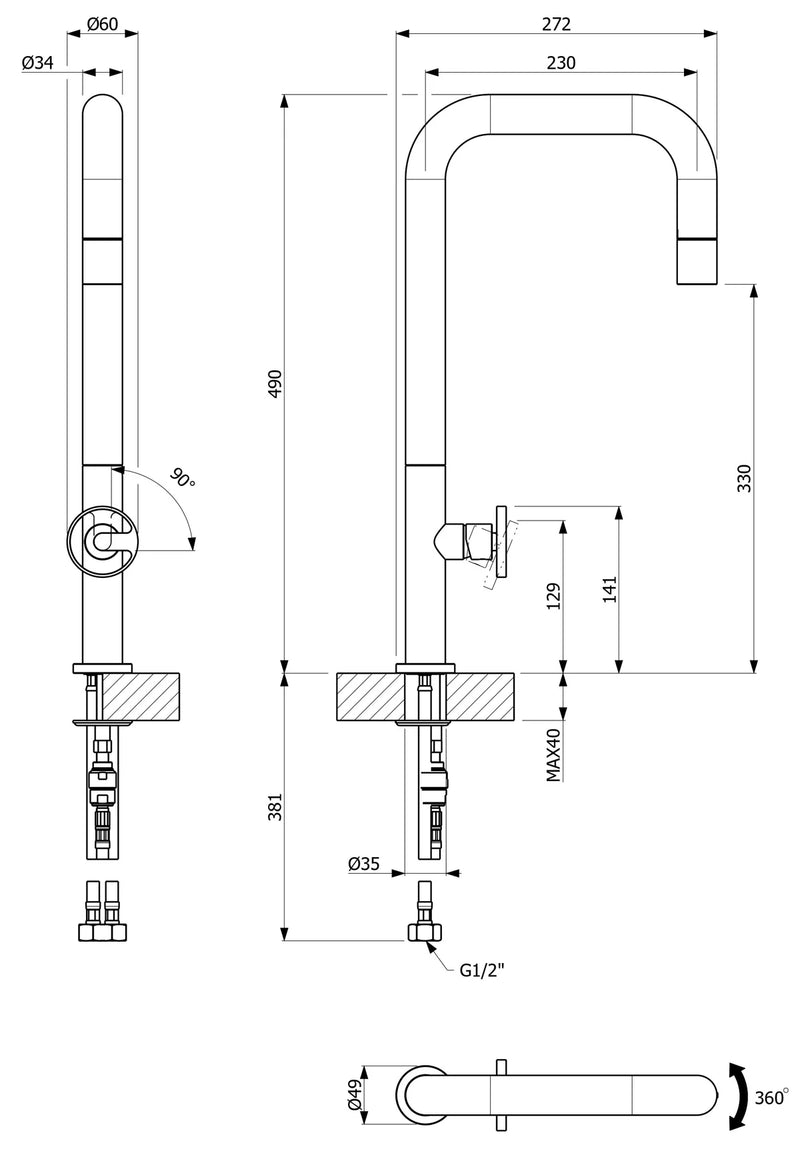 Armando Vicario Patio Pull Out Stainless Steel Mixer