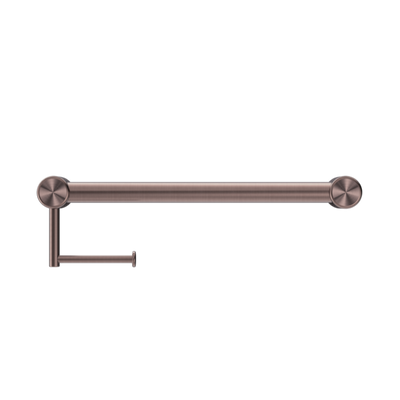 Nero Mecca Care 32mm Grab Rail With Toilet Roll Holder 450mm Brushed Bronze - Sydney Home Centre