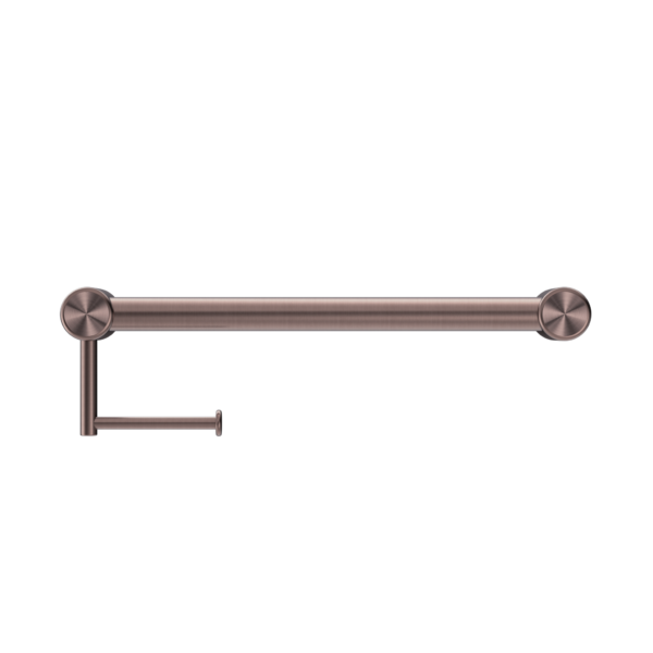 Nero Mecca Care 32mm Grab Rail With Toilet Roll Holder 450mm Brushed Bronze - Sydney Home Centre