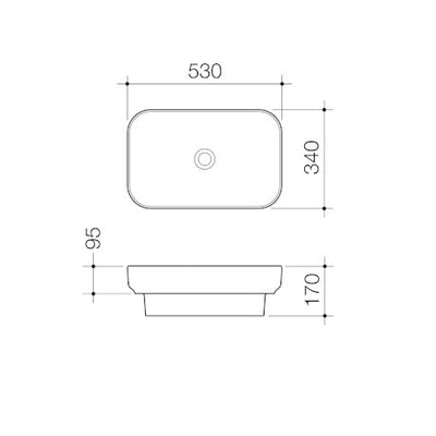 Caroma Tribute Rectangle 530mm Inset White Basin (No Tap Hole) - Sydney Home Centre