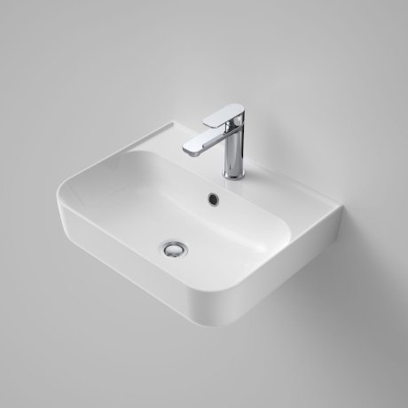 Caroma Tribute Rectangle 500mm White Wall Basin 1 Tap Hole With Overflow - Sydney Home Centre