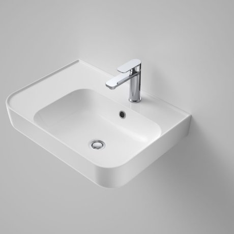 Caroma Tribute Rectangle 600mm Left Hand Shelf Wall Basin 1 Tap Hole With Overflow - Sydney Home Centre