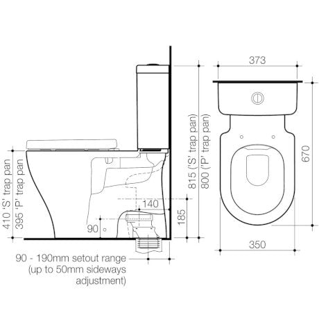 Caroma Luna Cleanflush® Close Coupled Toilet Suite P Trap BE White - Sydney Home Centre