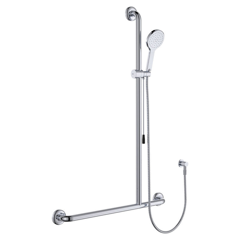 Fienza Luciana Care Inverted T Rail Shower with Push/Pull Slider Right-Hand - Chrome - Sydney Home Centre