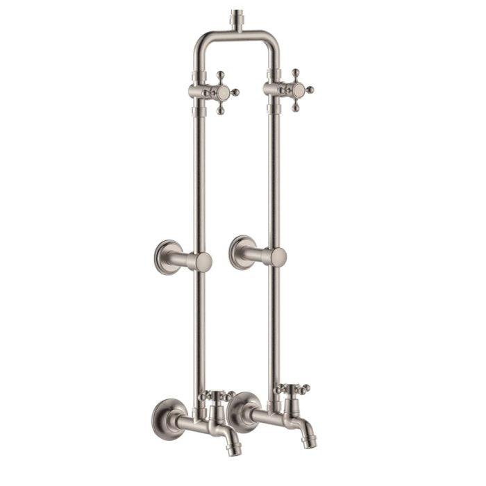 Fienza Lillian Exposed Shower and Bath Set with Cross Handles Brushed Nickel