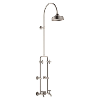 Fienza Lillian Exposed Shower and Bath Set with Cross Handles Brushed Nickel