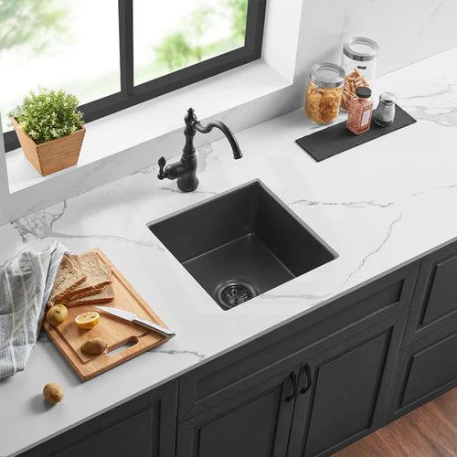 Ceto Camden Fireclay Square 457mm Top/undermount Sink Matte Black - Sydney Home Centre