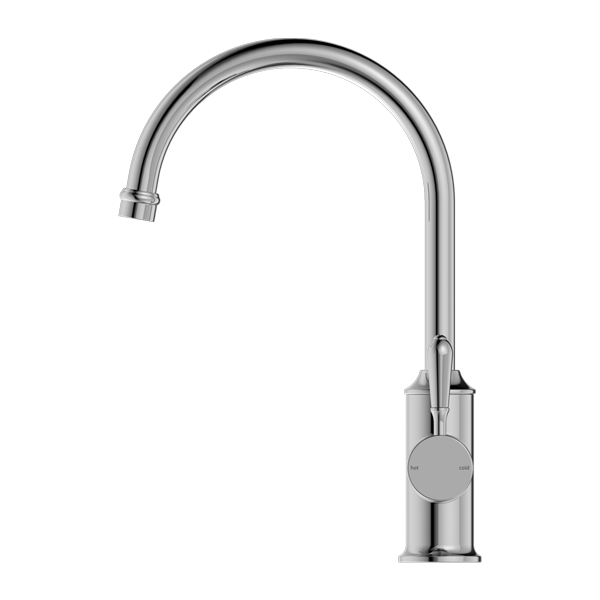 Nero York Kitchen Mixer Goosneck Spout With Metal Lever Chrome - Sydney Home Centre