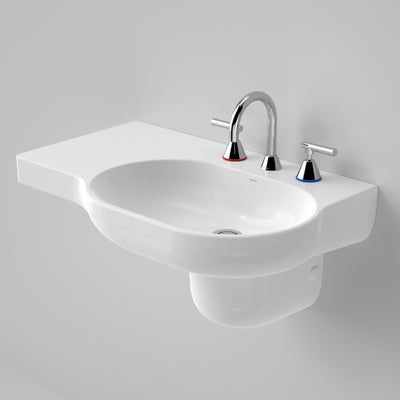 Caroma Opal 720mm Left Hand Shelf Wall Basin White 3 Tap Hole - Sydney Home Centre