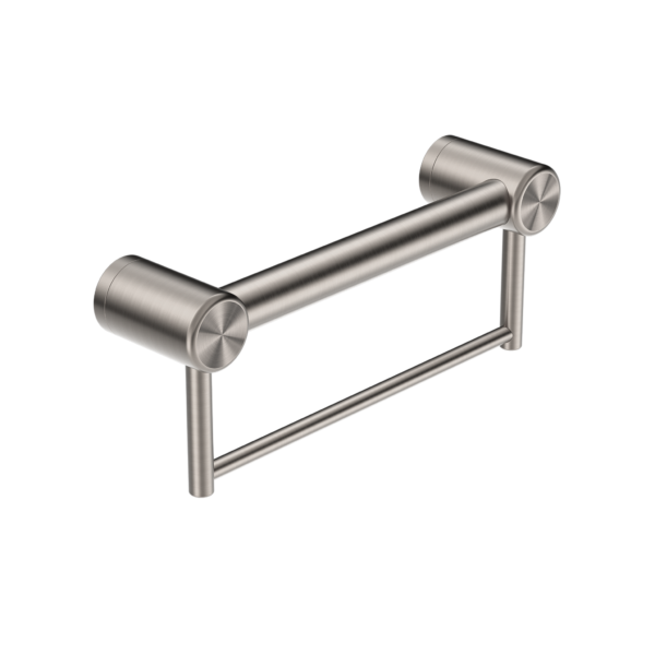 Nero Mecca Care 32mm Grab Rail With Towel Holder 300mm Brushed Nickel - Sydney Home Centre