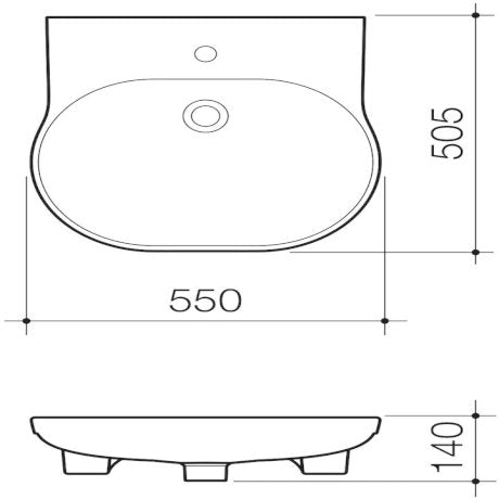 Caroma Opal Sole Semi Recessed Basin 1 Tap Hole - Sydney Home Centre