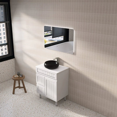 Ceto Acacia 750mm Left Hand Drawer Freestanding Vanity Matte White (Cabinet Only) - Sydney Home Centre