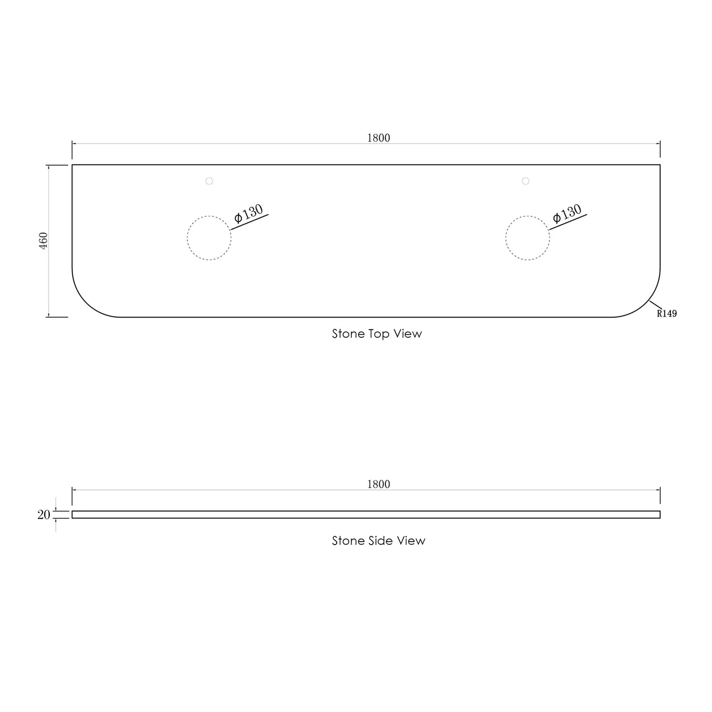 Otti Bondi 1800mm Curve Vanity White Fluted (Cabinet Only) - Sydney Home Centre