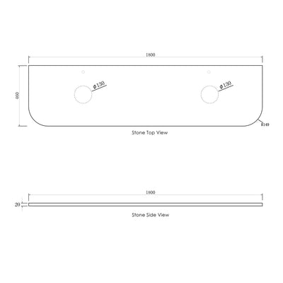 Otti Bondi 1800mm Curve Vanity White Fluted (Ultra Deluxe Stone Top) - Sydney Home Centre