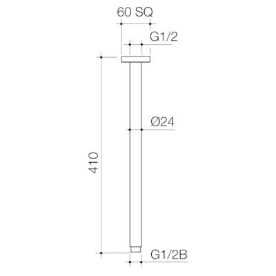 Caroma Luna Straight Arm Square Flange 410mm Black - Sydney Home Centre