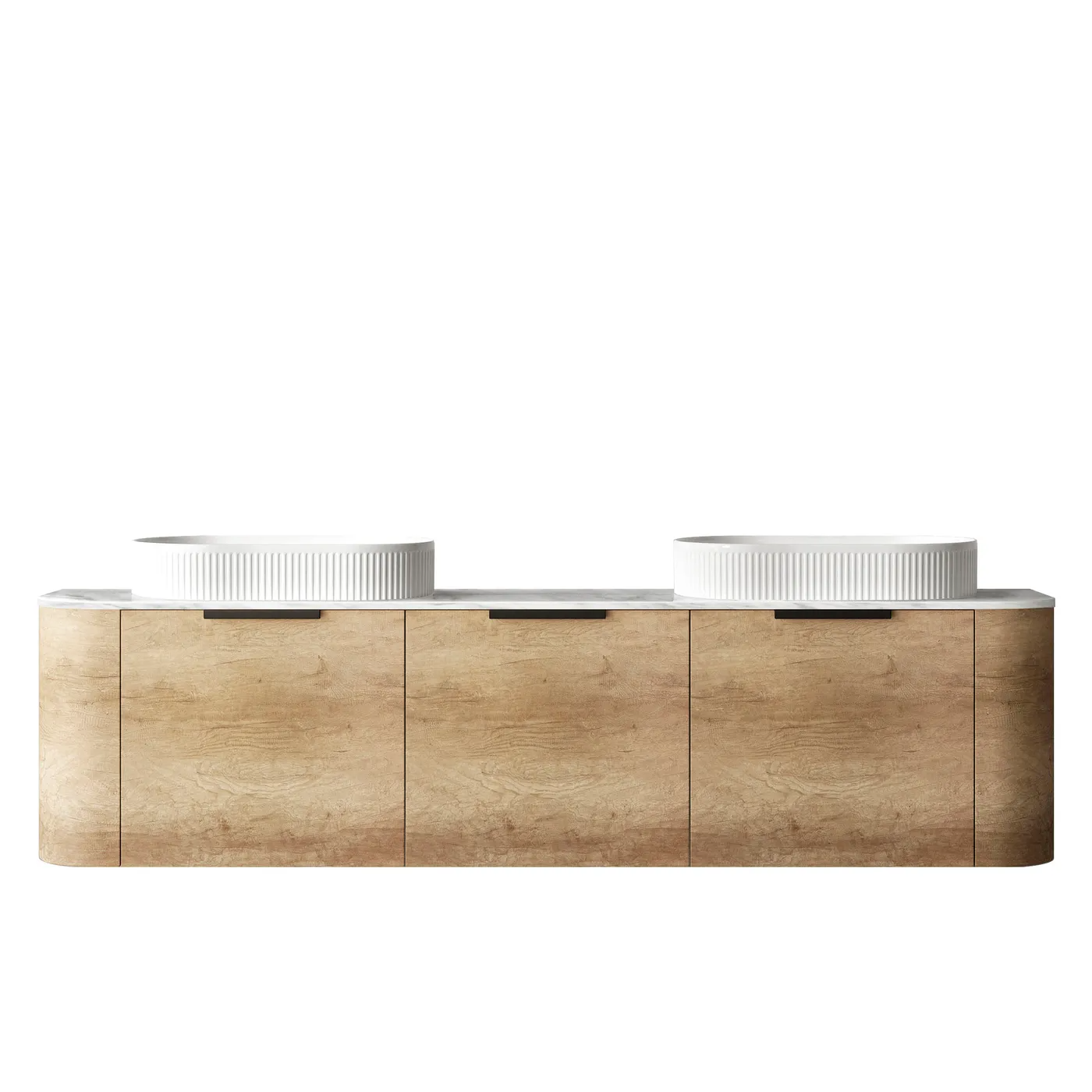 Otti Bondi 1800mm Curve Vanity Natural Oak (Cabinet Only) - Sydney Home Centre