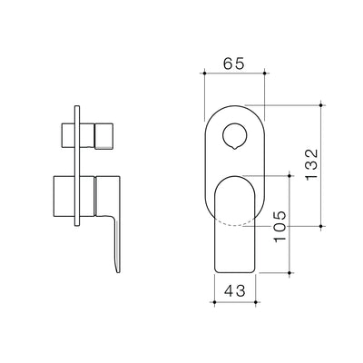 Caroma Urbane II Bath / Shower Mixer With Diverter Trim Kit Round Cover Plate Brushed Nickel - Sydney Home Centre