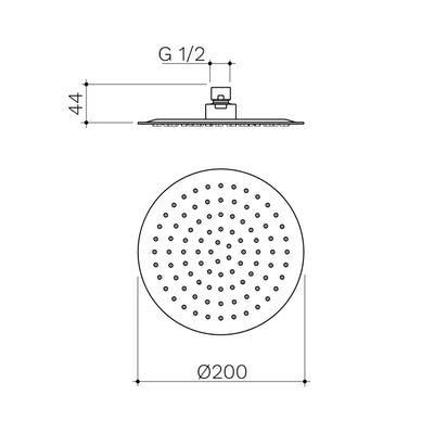 Caroma Urbane II 200mm Round Rain Shower Brushed Brass 4Star - Sydney Home Centre