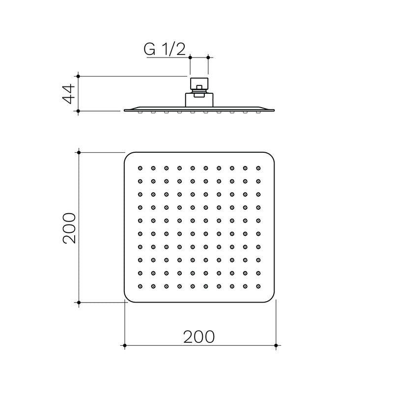 Caroma Urbane II 200mm Square Rain Shower Matte Black 4Star - Sydney Home Centre