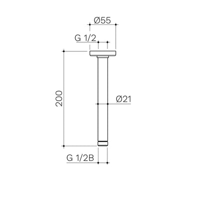 Caroma Urbane II 200mm Ceiling Shower Arm Chrome - Sydney Home Centre