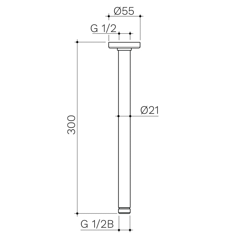 Caroma Urbane II 300mm Ceiling Shower Arm Brushed Brass - Sydney Home Centre