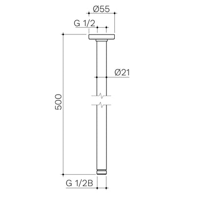 Caroma Urbane II 500mm Ceiling Shower Arm Brushed Nickel - Sydney Home Centre