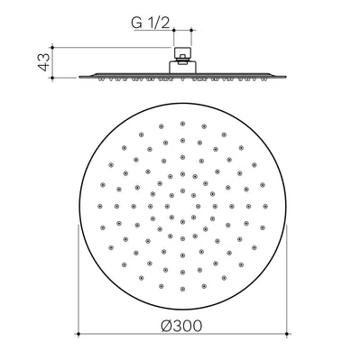 Caroma Urbane II 300mm Round Rain Shower Chrome - Sydney Home Centre