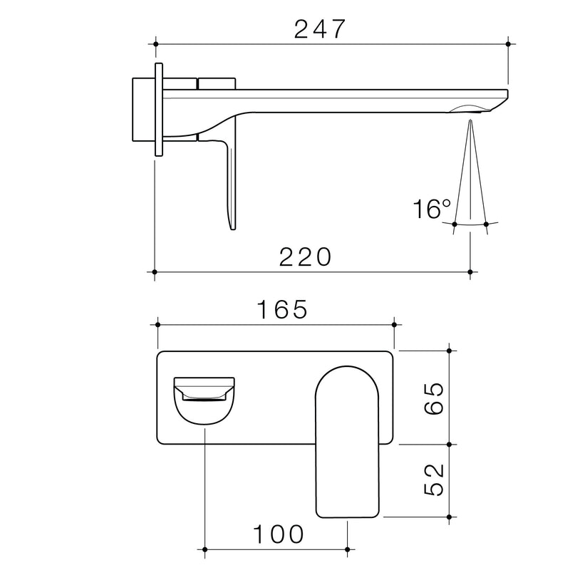 Caroma Urbane II Wall Basin/Bath Trim Kit Rectangular Cover Plate 220mm Chrome - Sydney Home Centre