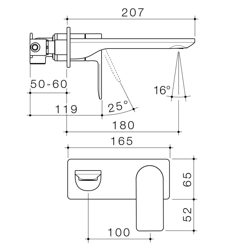 Caroma Urbane II Wall Basin/Bath Mixer Rectangular Cover Plate 180mm Chrome - Sales Kit Lead Free - Sydney Home Centre