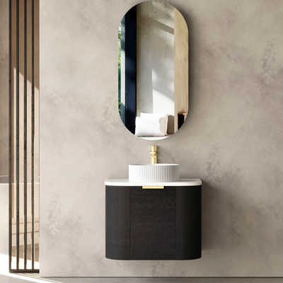 Otti Bondi 600mm Curve Vanity Black Oak (Cabinet Only) - Sydney Home Centre