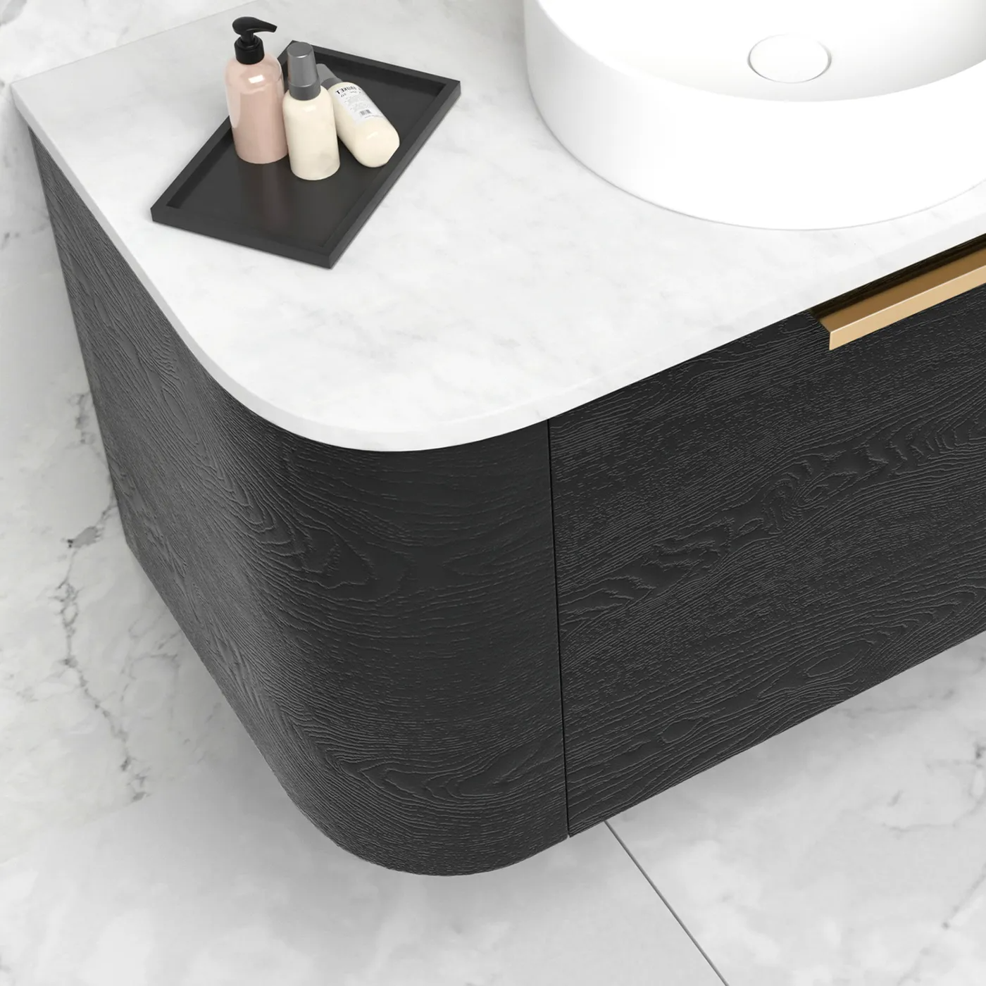 Otti Bondi 600mm Curve Vanity Black Oak (Cabinet Only) - Sydney Home Centre