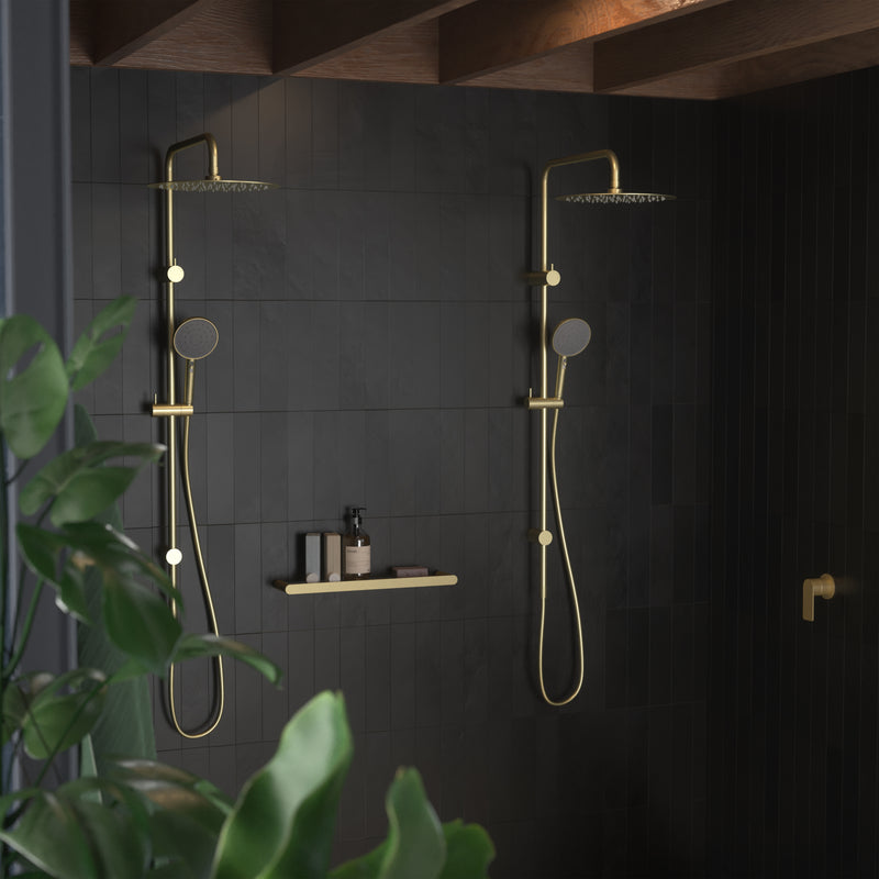 Caroma Urbane II Rail Shower with 300mm Overhead Brushed Brass - Sydney Home Centre