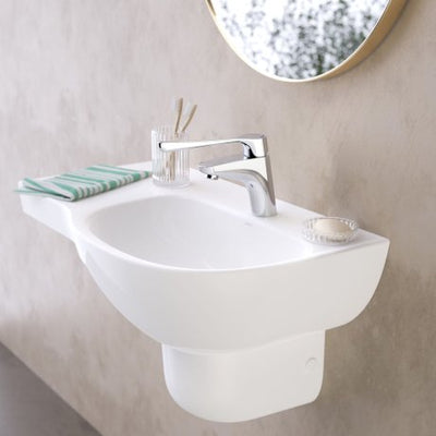 Caroma Care 700 Wall Basin with Left Hand Shelf 1 Tap Hole White with GermGard® - Sydney Home Centre