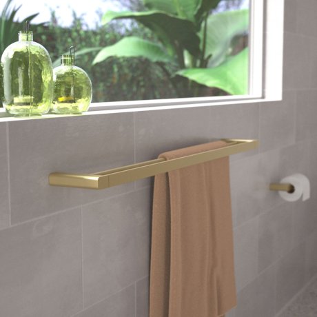 Caroma Luna Double Towel Rail 930mm Brushed Brass - Sydney Home Centre