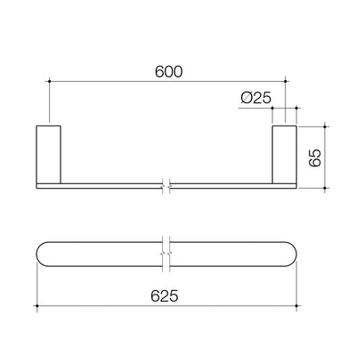 Caroma Urbane II 625mm Single Towel Rail Matte Black - Sydney Home Centre