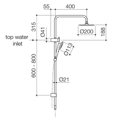 Caroma Urbane II Rail Shower with 200mm Overhead Gunmetal - Sydney Home Centre