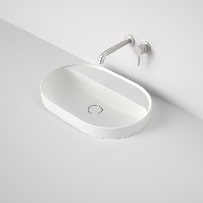 Caroma Liano II 600mm Pill Inset Basin with Tap Landing (0 Tap Hole) Matte White - Sydney Home Centre
